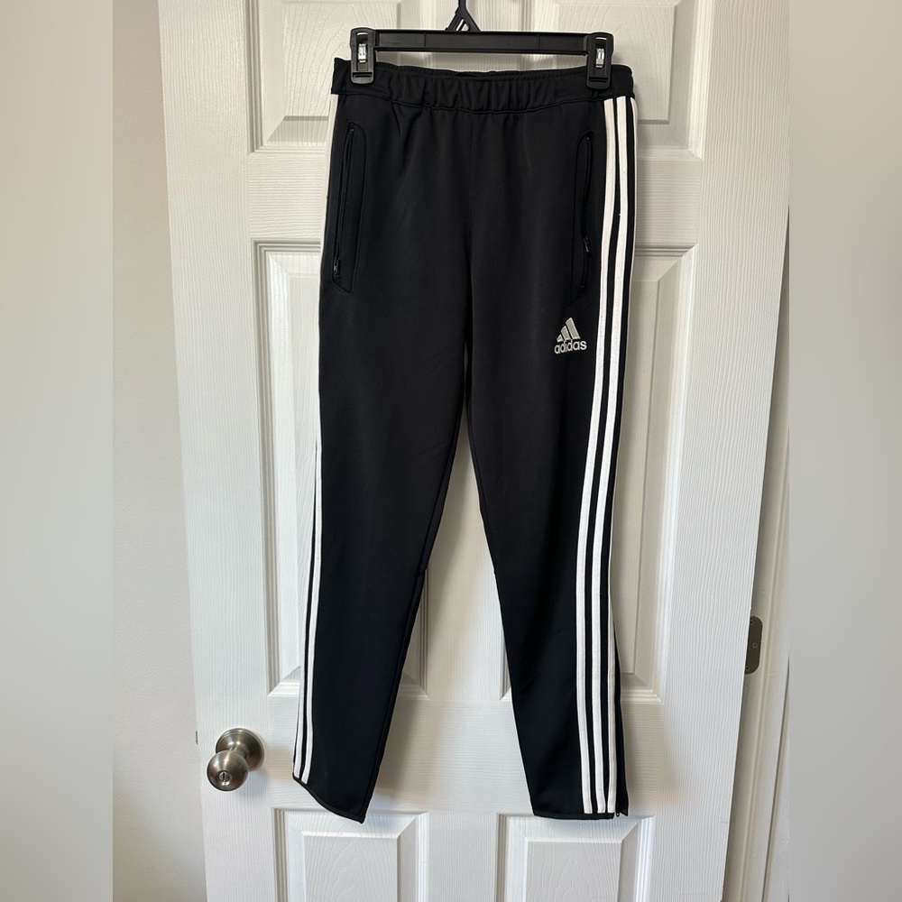 adidas Black Jogger Sweatpants with White Side Stripes